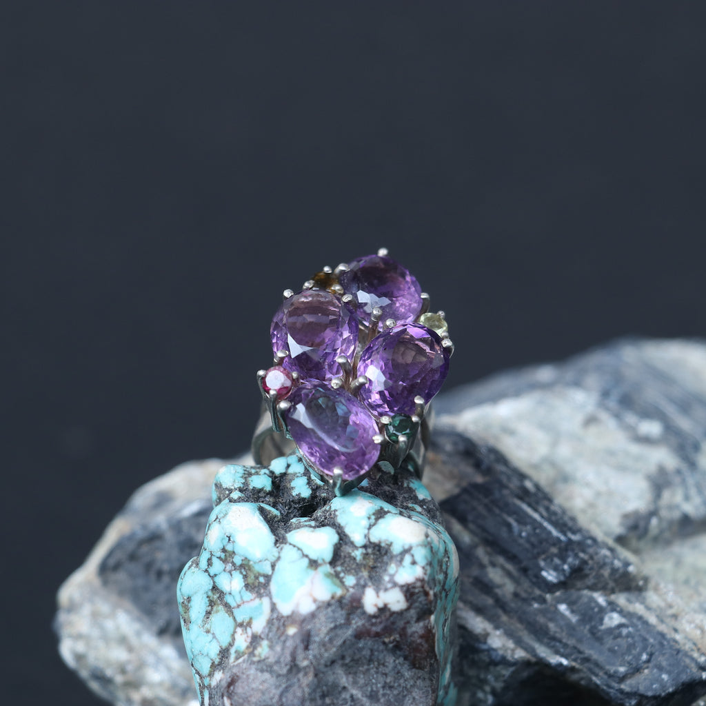 AFRICAN AMETHYST SILVER RING