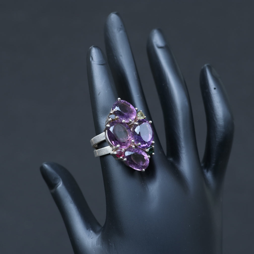 AFRICAN AMETHYST SILVER RING