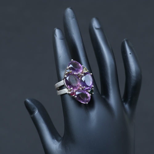 AFRICAN AMETHYST SILVER RING