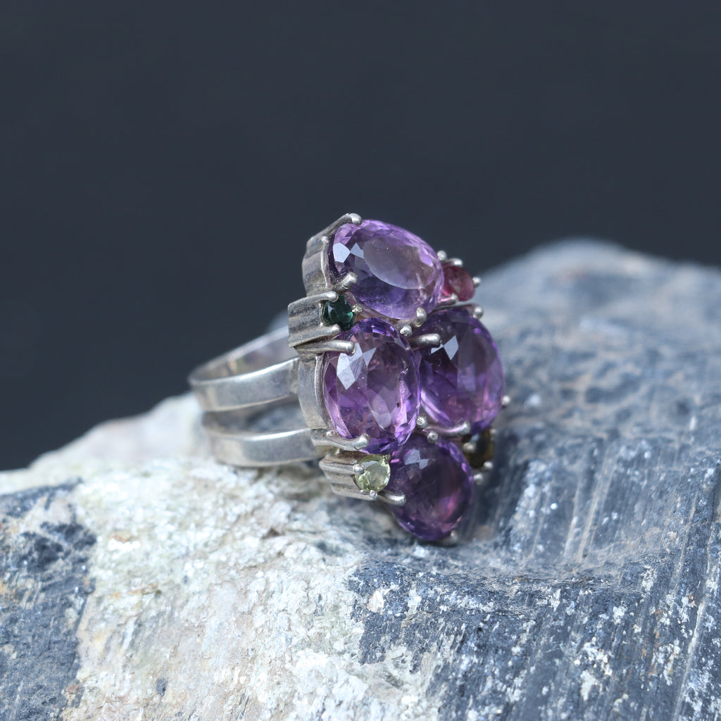 AFRICAN AMETHYST SILVER RING