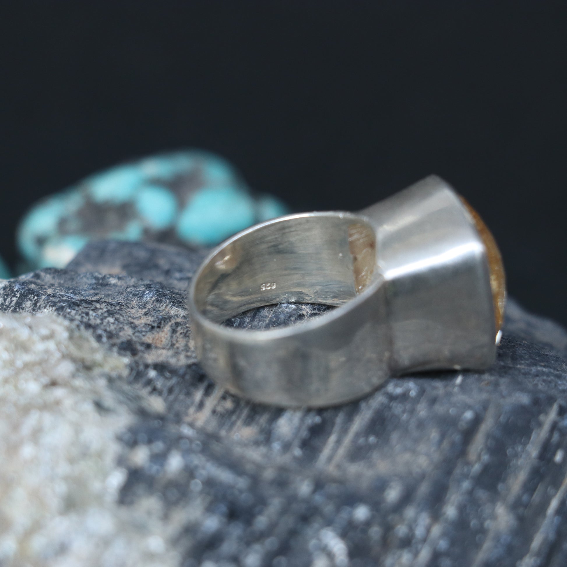 SILVER RING WITH A GOLDEN TOPAZ