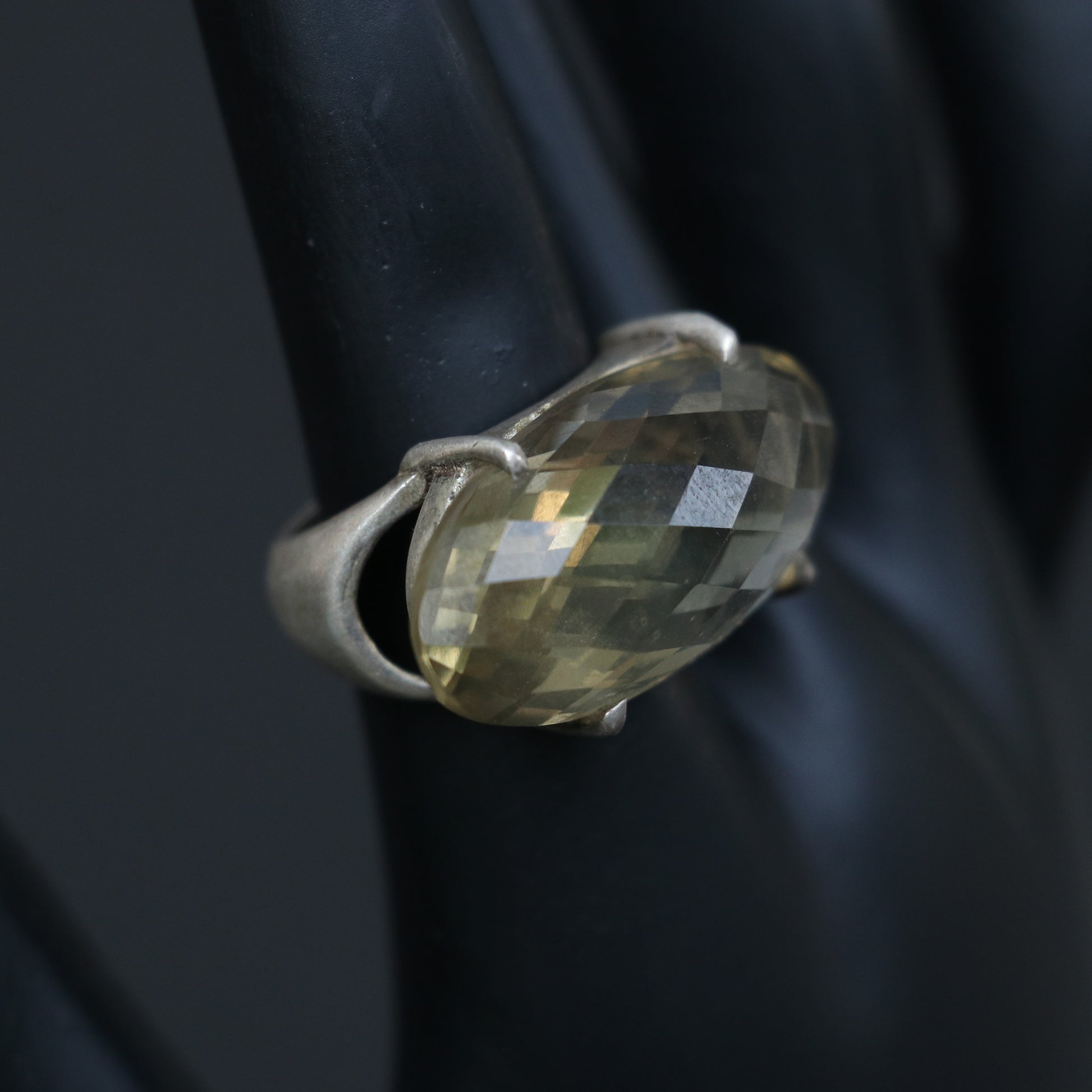 SILVER RING WITH AN OVAL GOLDEN TOPAZ