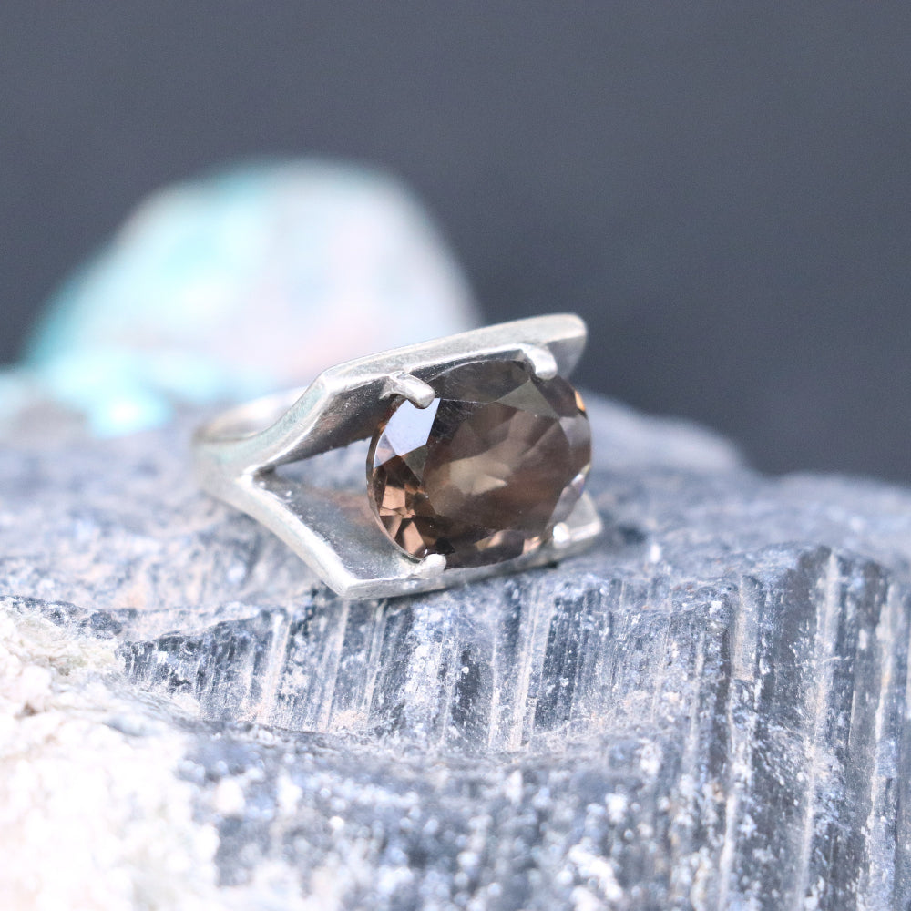 Smoky Topaz Silver Ring