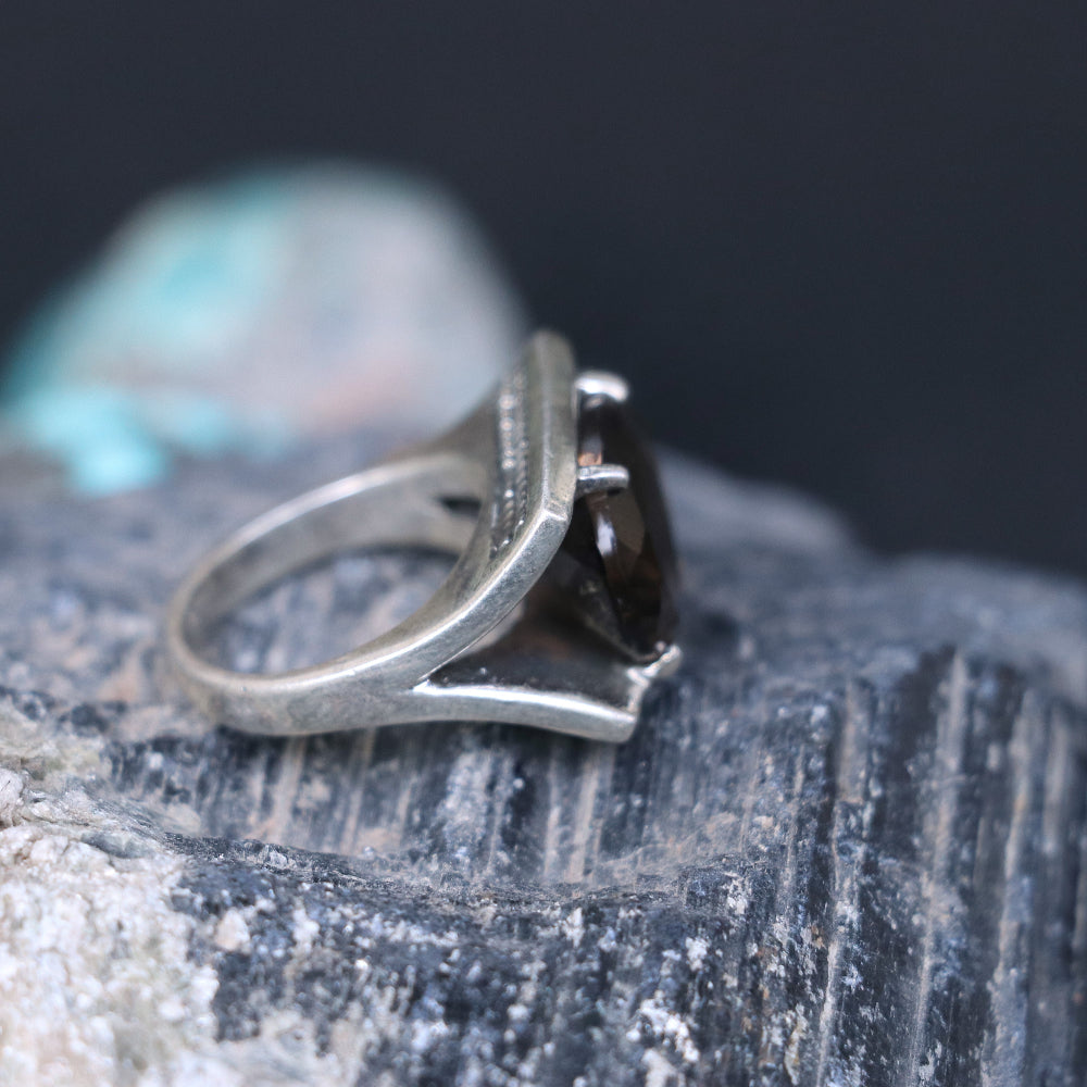 Smoky Topaz Silver Ring