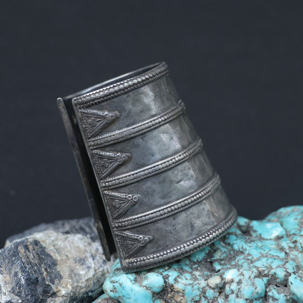 OXIDISED SILVER TRIBAL CUFF