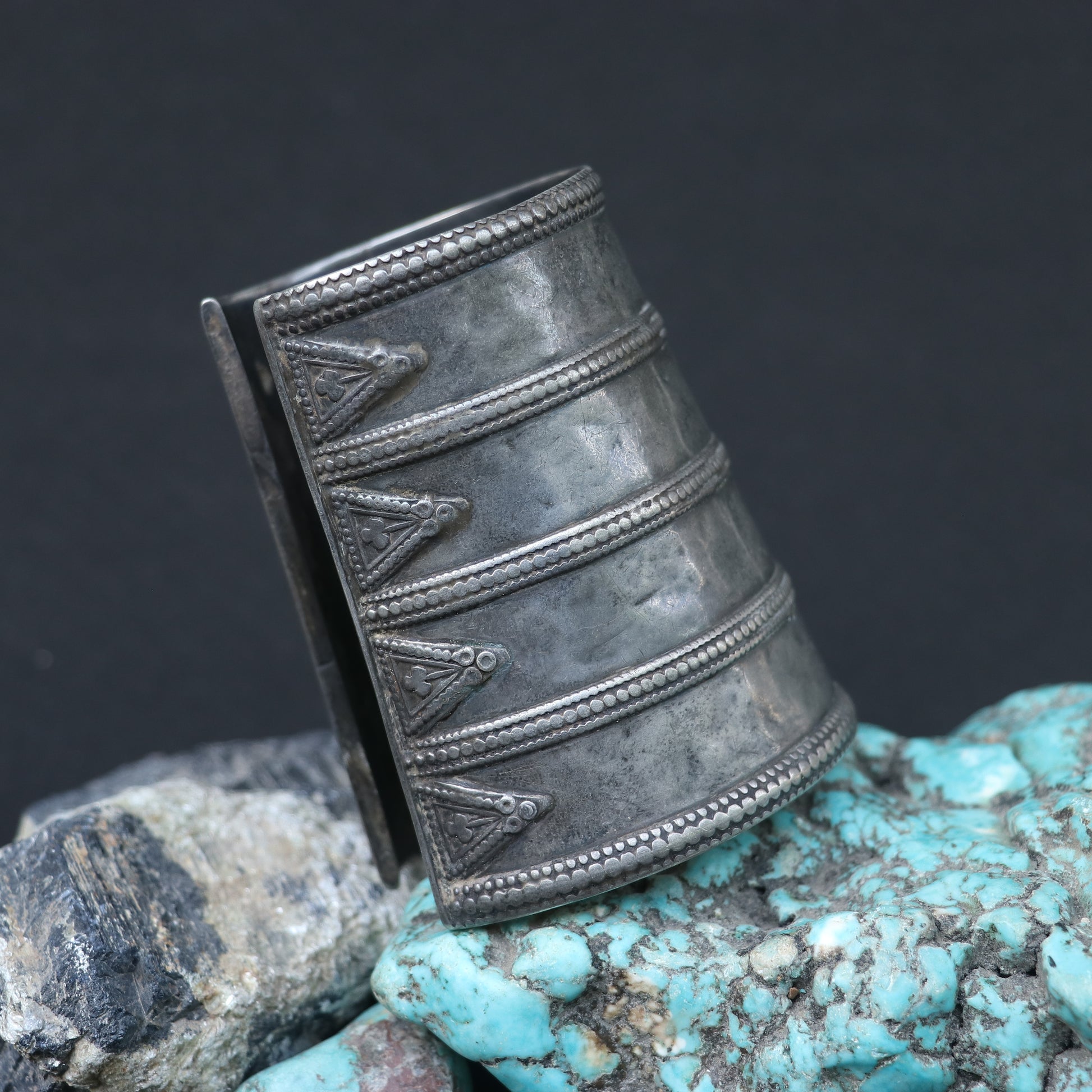 OXIDISED SILVER TRIBAL CUFF
