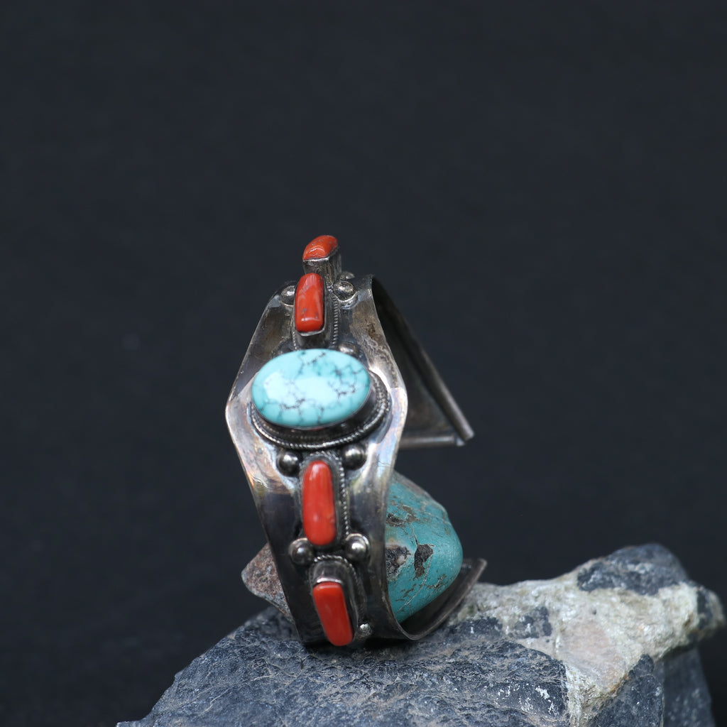 CLASSIC SILVER KADA FEATURING TURQUOISE AND CORAL STONES