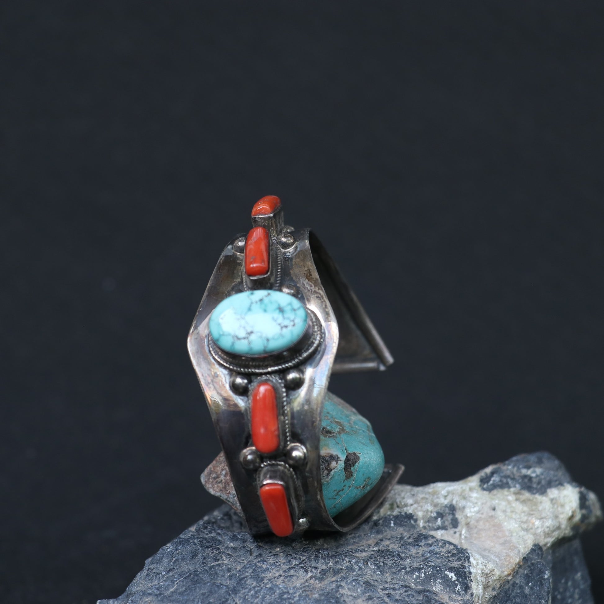 CLASSIC SILVER KADA FEATURING TURQUOISE AND CORAL STONES