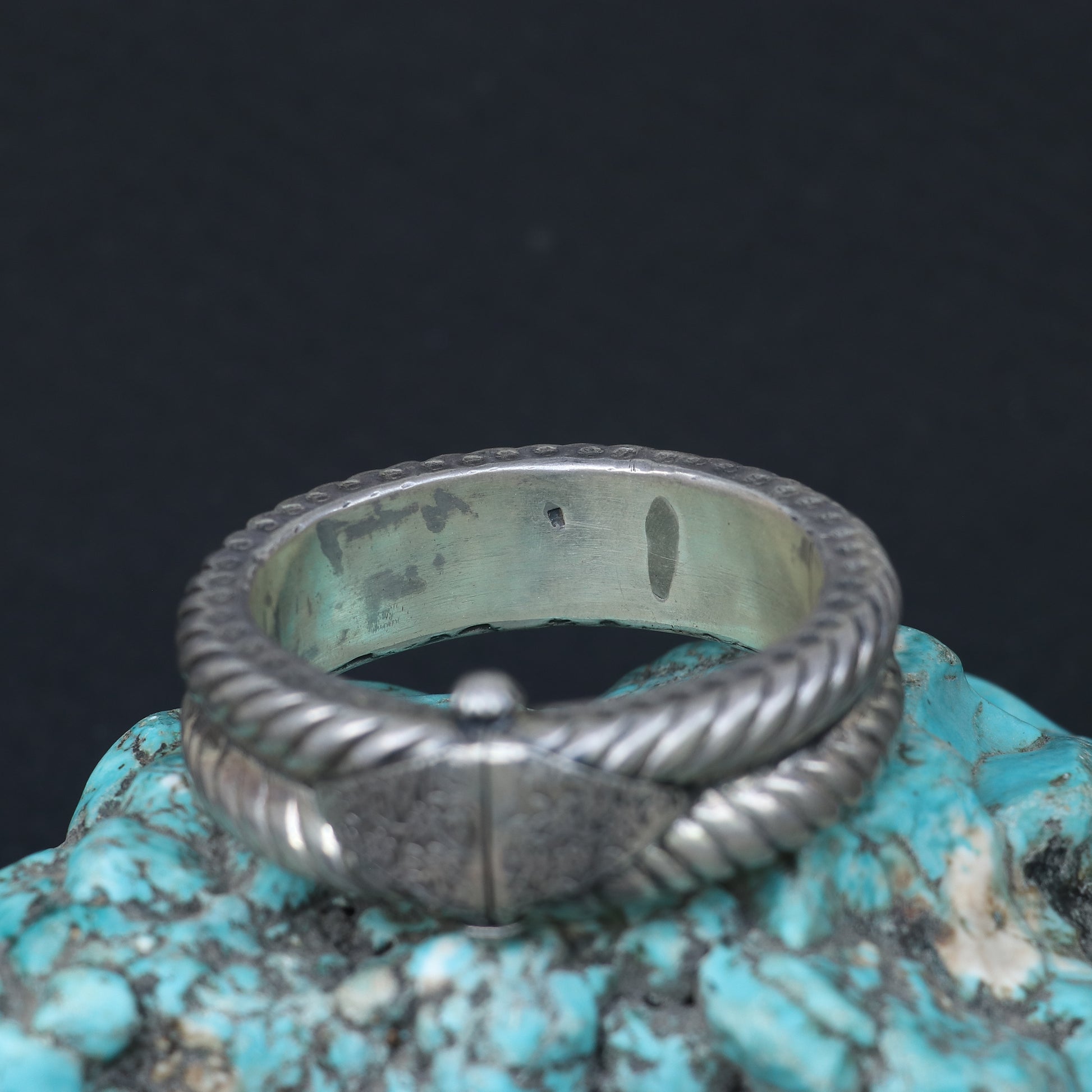 OXIDISED SILVER BANGLE WITH TWISTED ROPE PATTERN