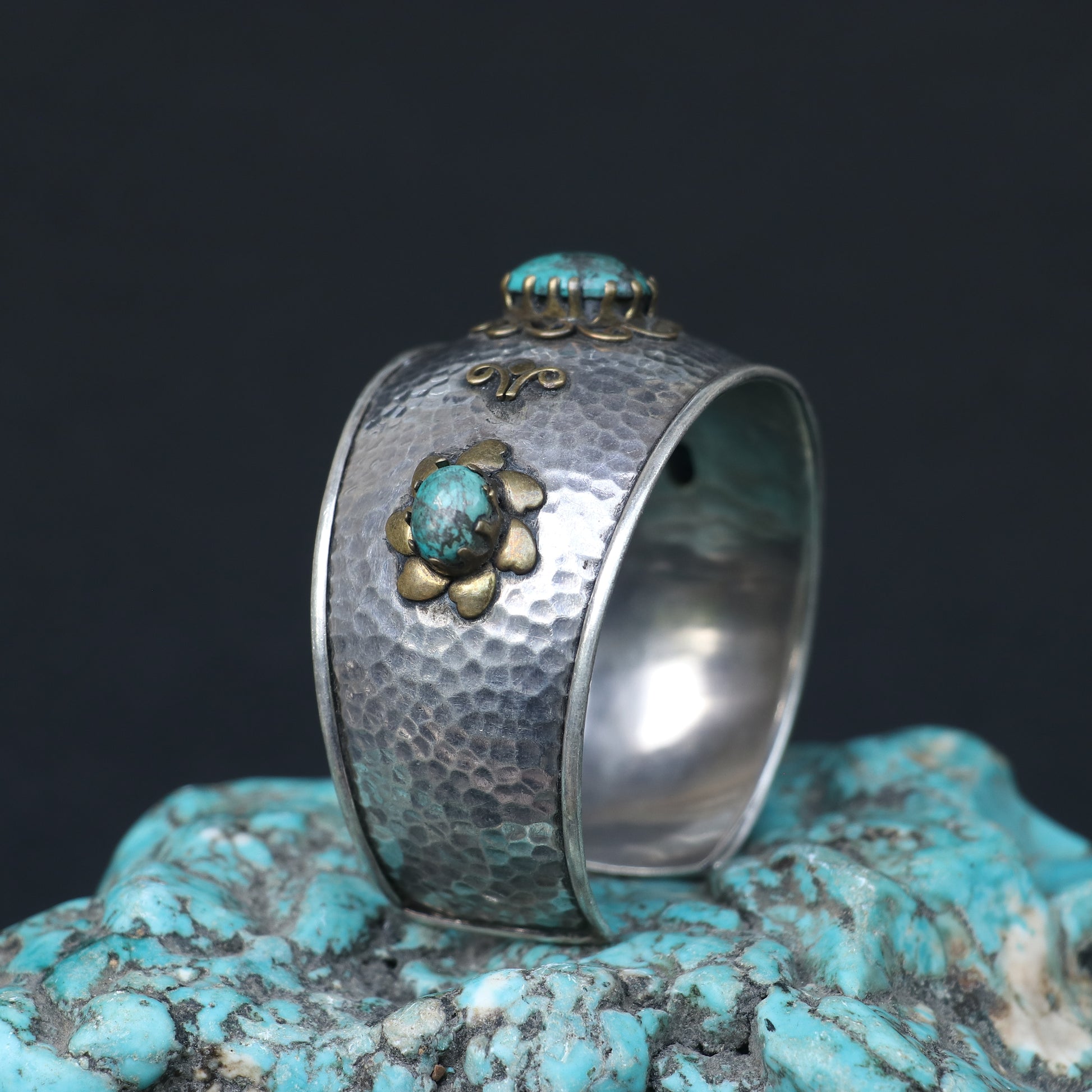 SILVER KADA ADORNED WITH TURQUOISE STONES
