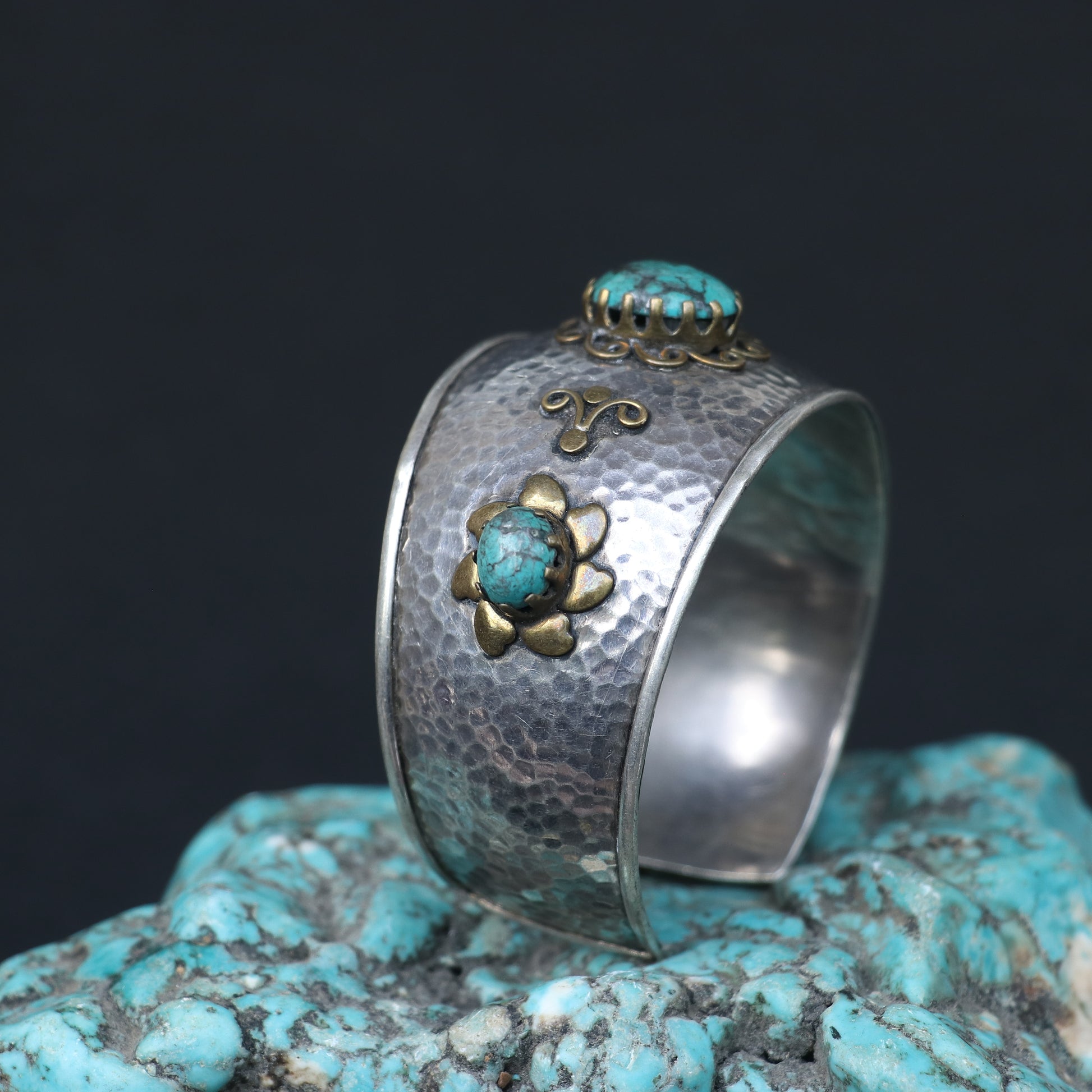 SILVER KADA ADORNED WITH TURQUOISE STONES