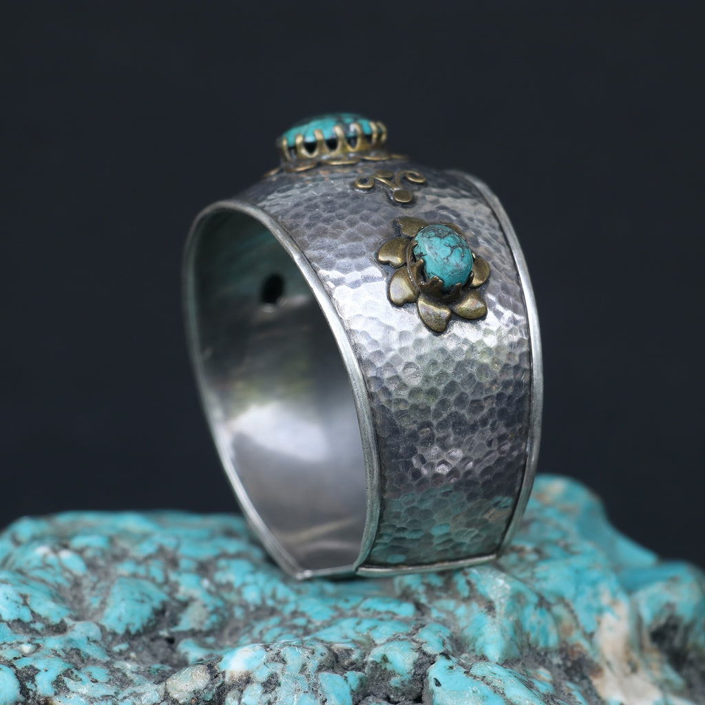 SILVER KADA ADORNED WITH TURQUOISE STONES