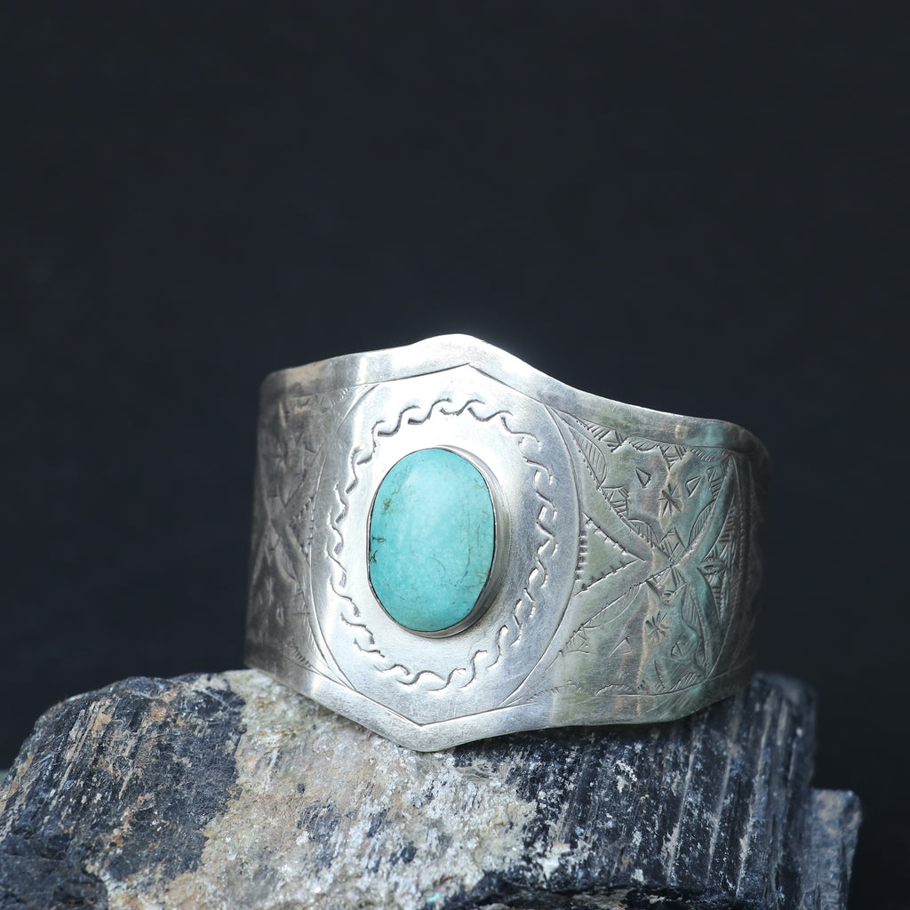 SILVER KADA FEATURING A ROUND TURQUOISE