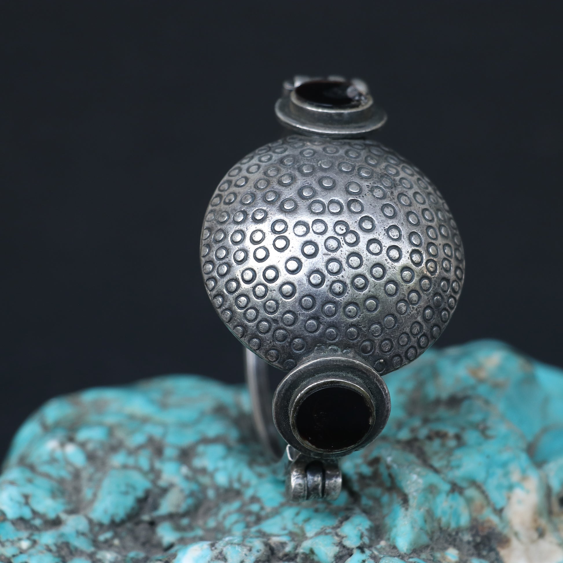 OXIDISED SILVER KADA WITH A DOME CENTERPIECE
