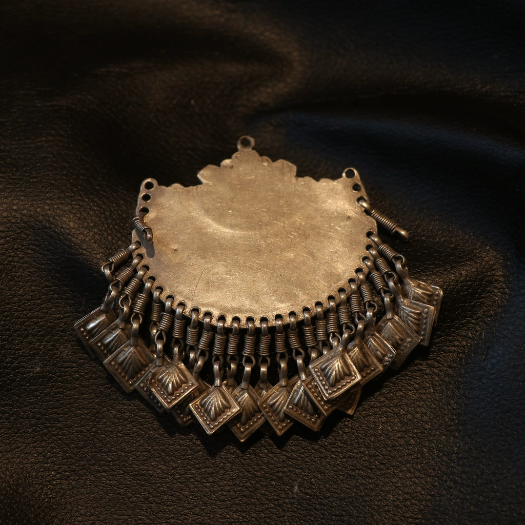 TRIBAL SILVER PENDANT WITH COLOURFUL ENAMEL INLAYS